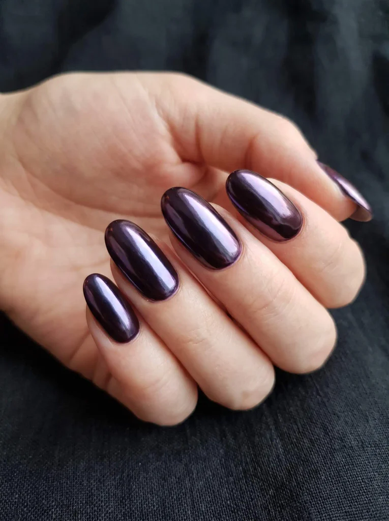 Witchy purple chrome nails