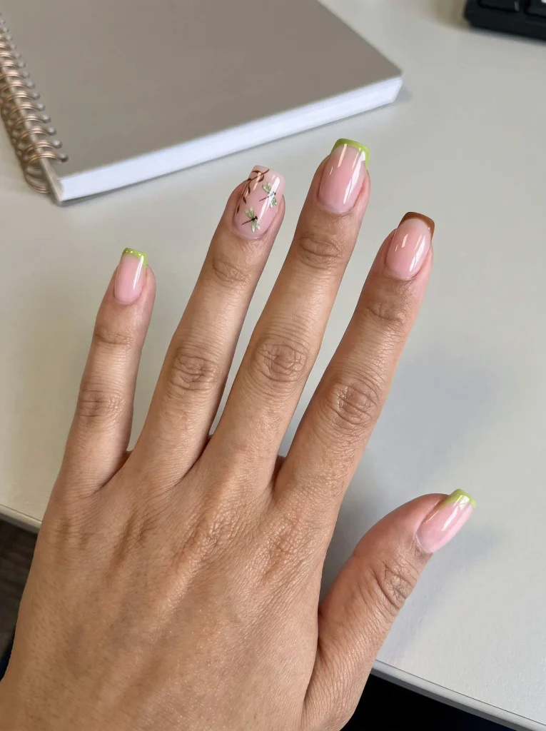 Y2K dragonfly French tip nails