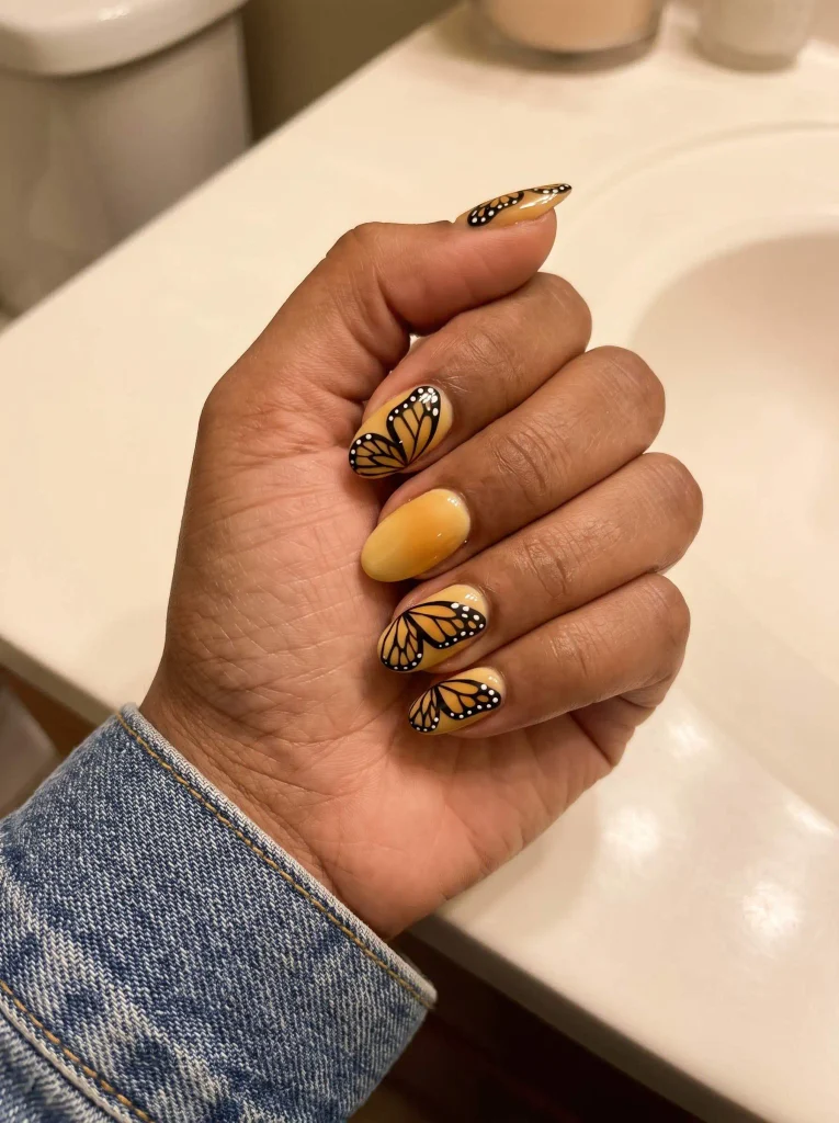 Yellow butterfly wing nails