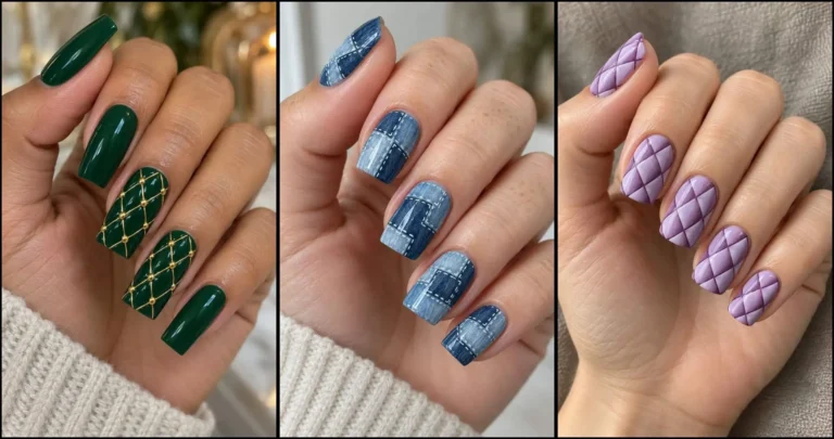 28 Quilted Nail Designs With 3D and Patchwork Details