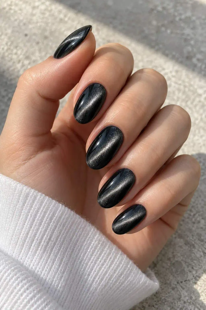 Black Cat Eye Halloween Nails