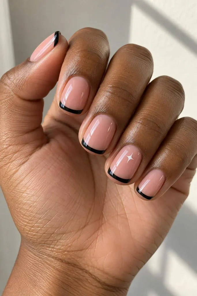 Black French Tip Halloween Nails