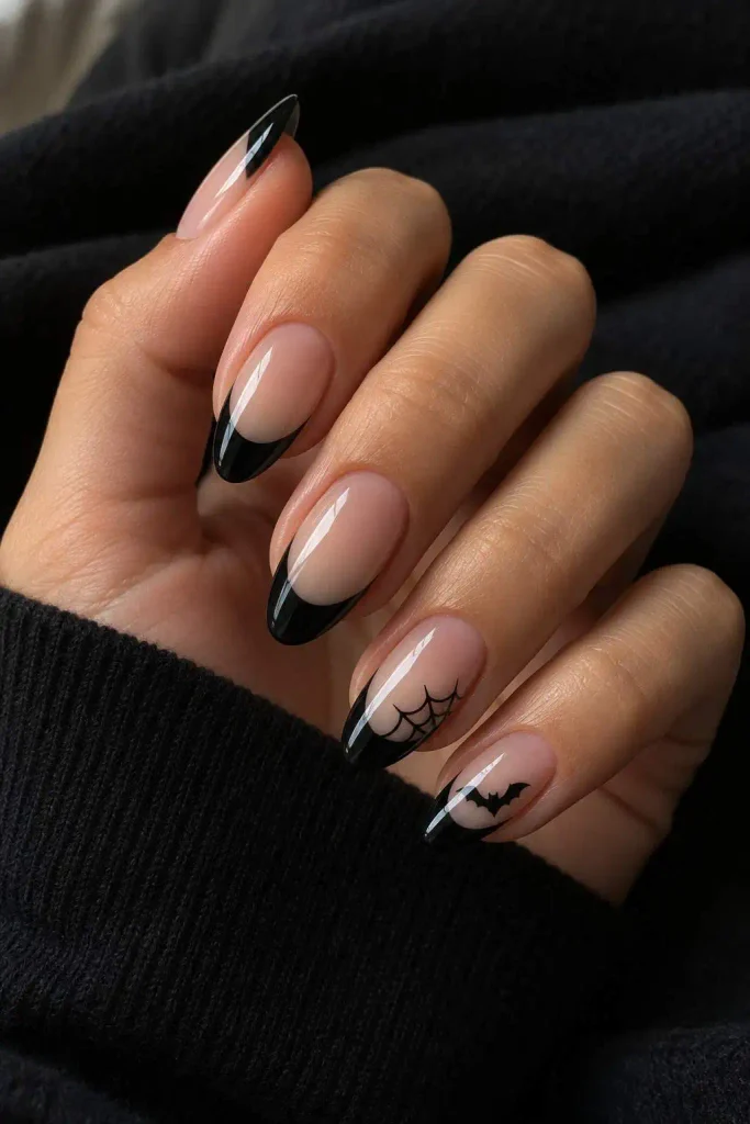 Black French Tip Halloween Nails