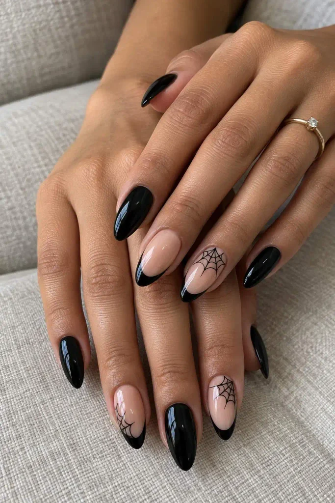 Black Gel X Halloween Nails