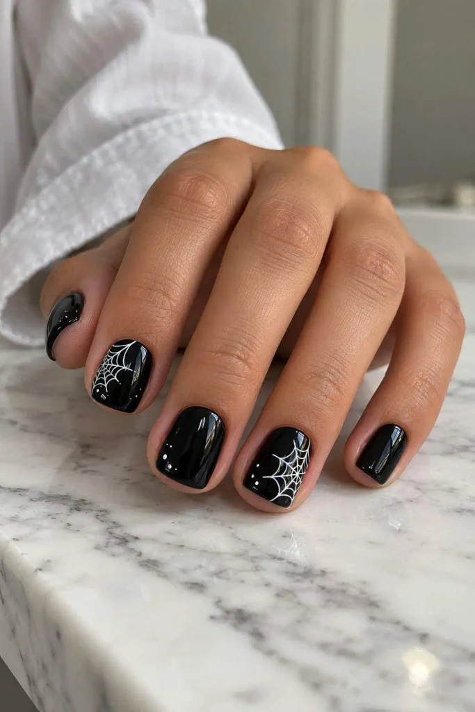 Black Halloween Square Nails