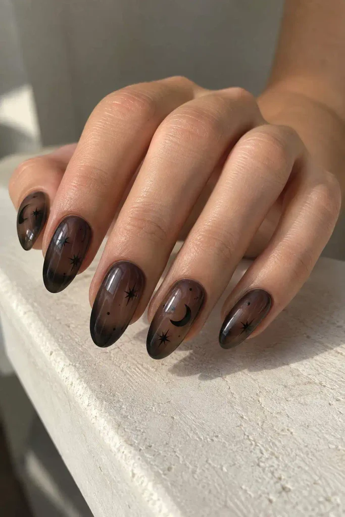Black Jelly Halloween Nails