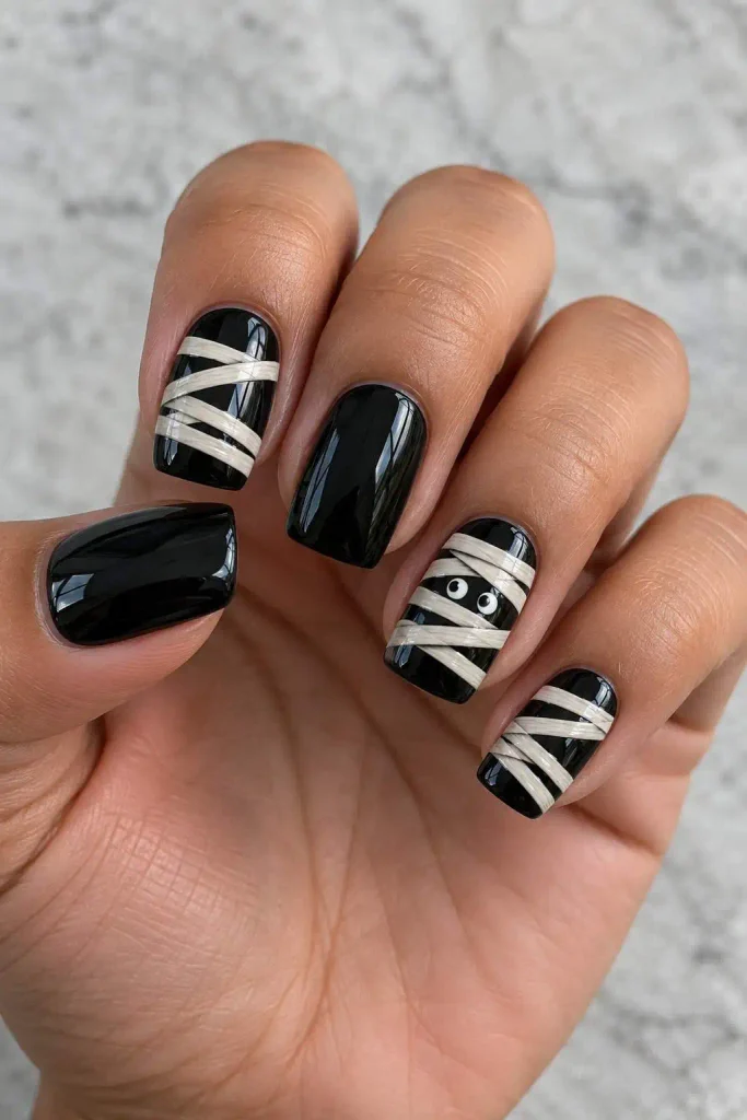 Black Mummy Wrap Nails