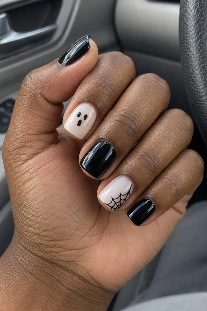 Black and White Ghost Nails