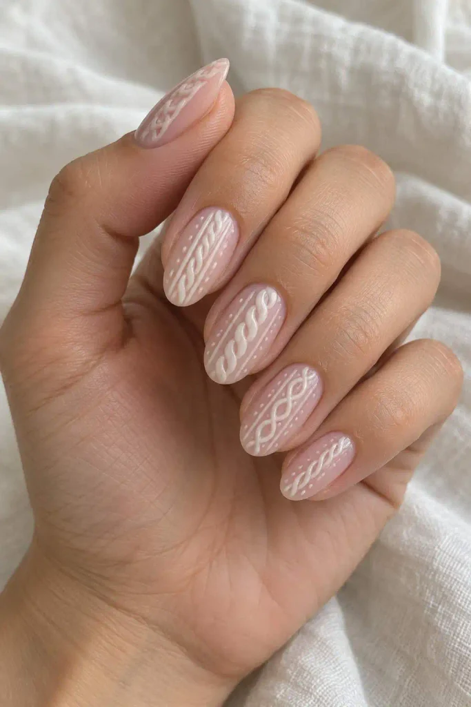 Blush Oval Sweater Nails