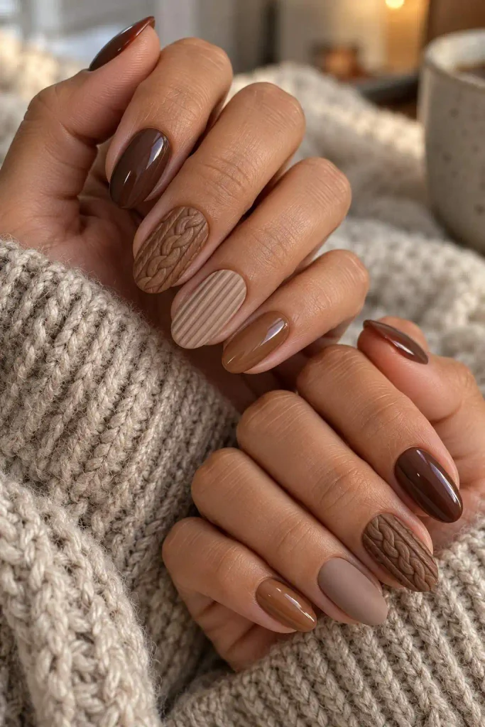 Brown Fall Sweater Nails