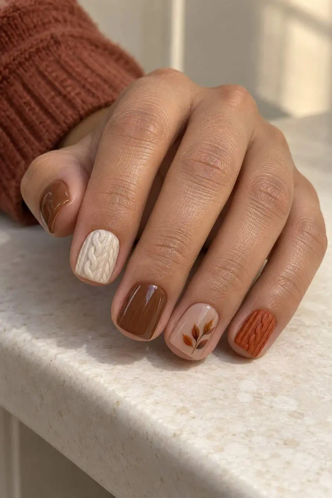 Brown Thanksgiving Sweater Nails