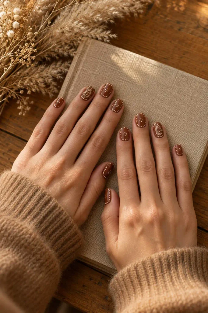 Caramel Brown Fabric Print Borders