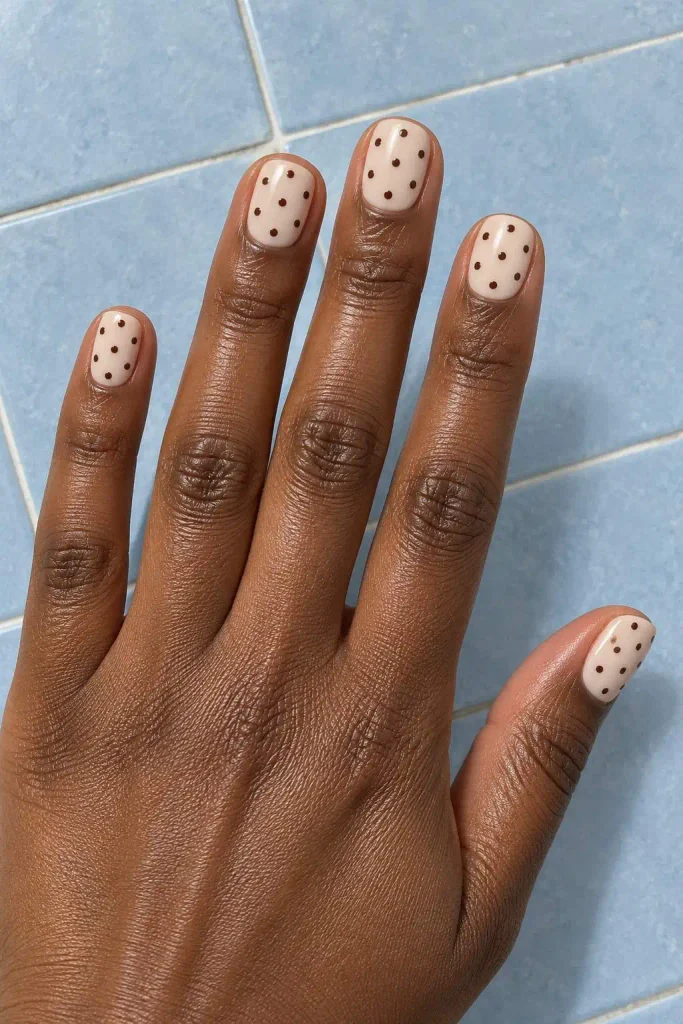 Chocolate Brown Polka Dot Nails