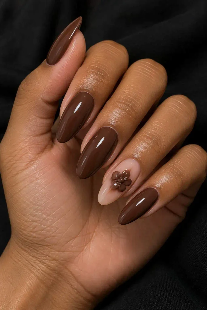 Chocolate Brown Sculpted 3D Flowers