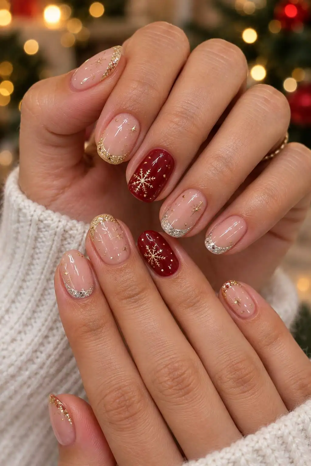 Christmas and New Year Short Nails