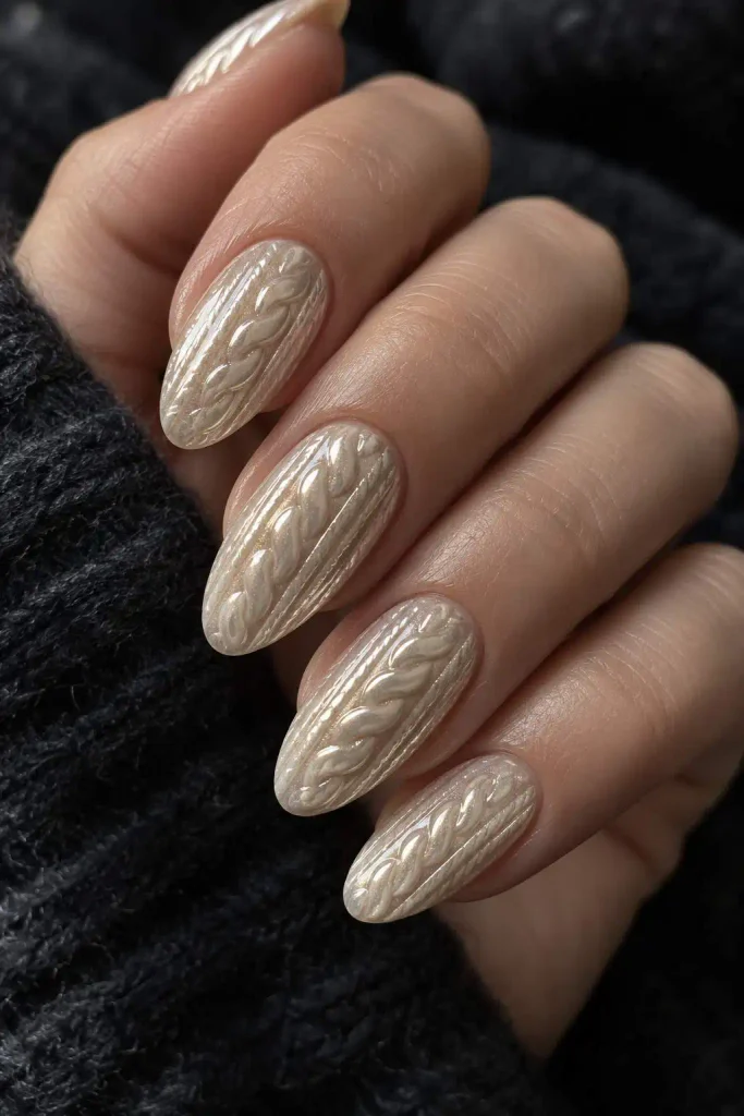 Chrome Knit Sweater Nails