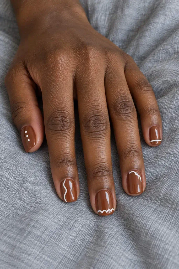 Classic Gingerbread Brown Christmas Nails