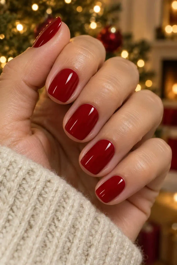Classic Red Short Christmas Nails