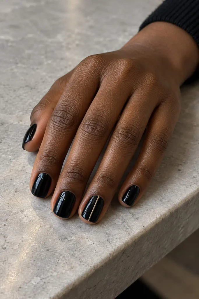 Classy Short Black New Years Nails