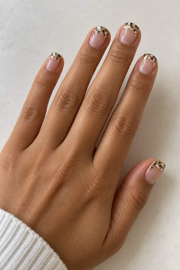 Confetti Tip New Years Nails