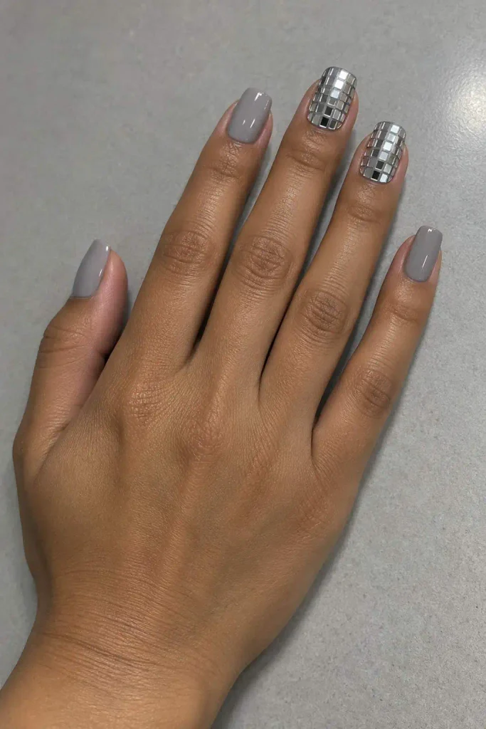 Disco Ball Mosaic Accent Nails