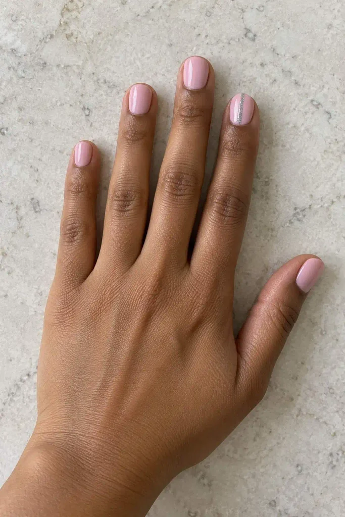 Easy Silver Glitter Accent Nails