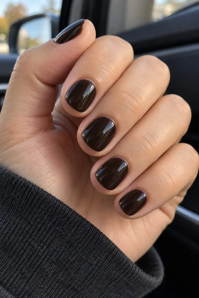 Espresso Chocolate Short Round Nails