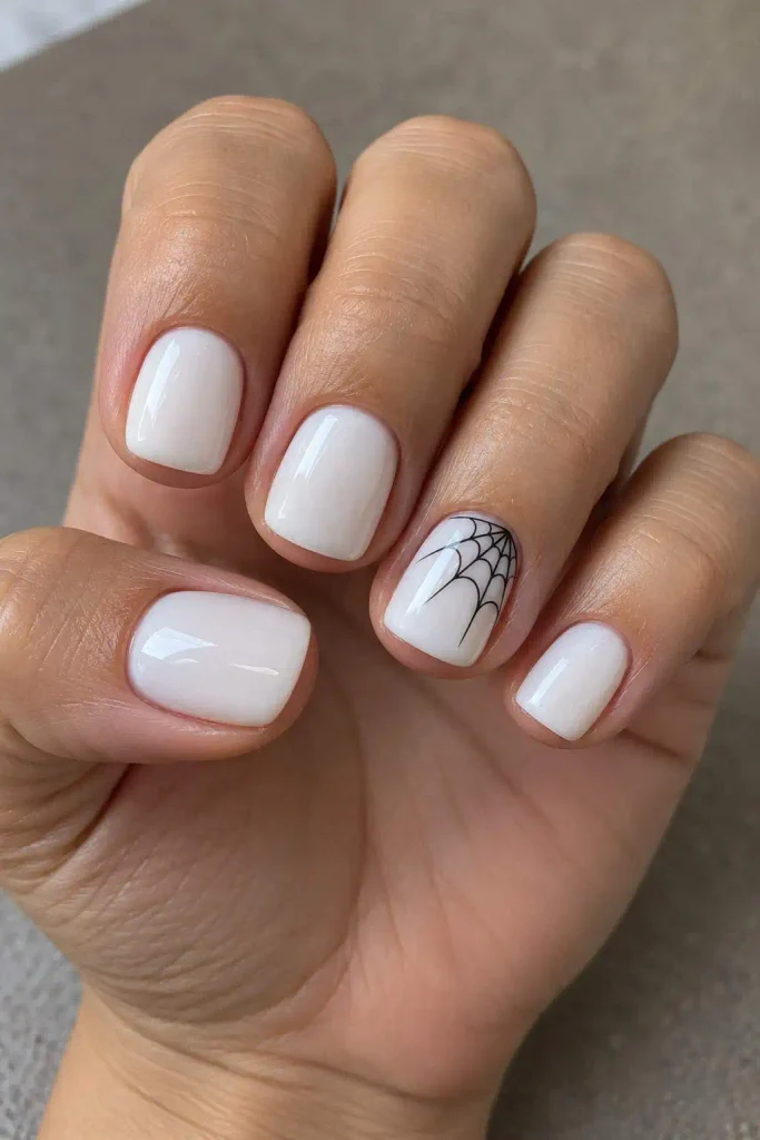 Fine Black Spiderweb Accent Nails