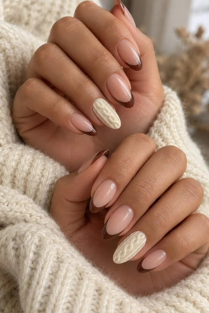 French Tip Sweater Nails
