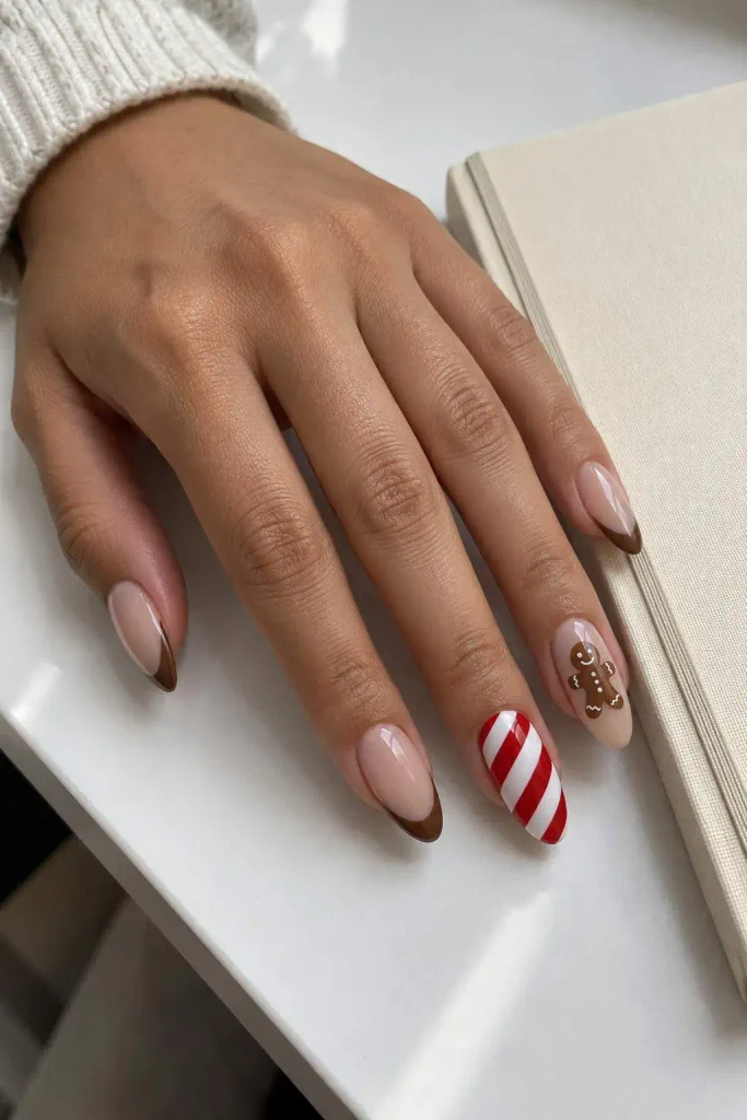 Gingerbread Nails With Candy Canes