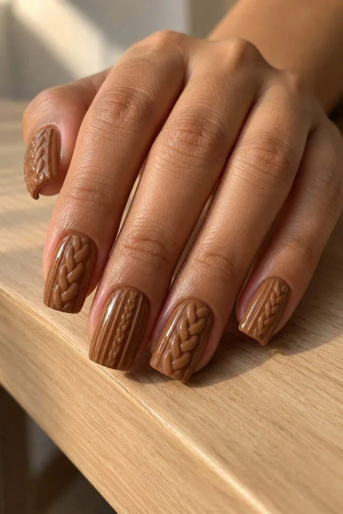 Glossy 3D Sweater Nails