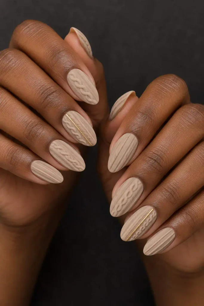 Gold Accent Sweater Nails