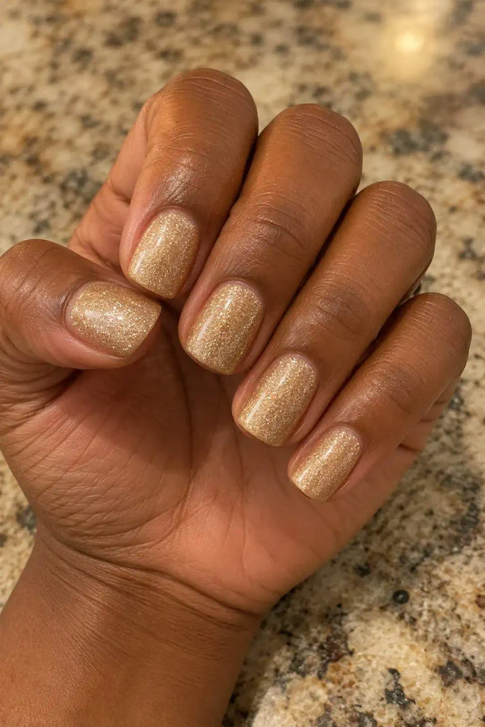Gold Glitter Dip Powder Nails