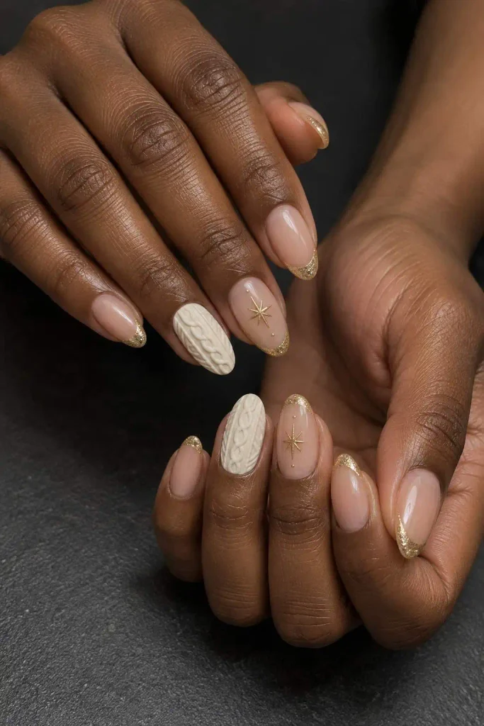 Gold New Year Sweater Nails