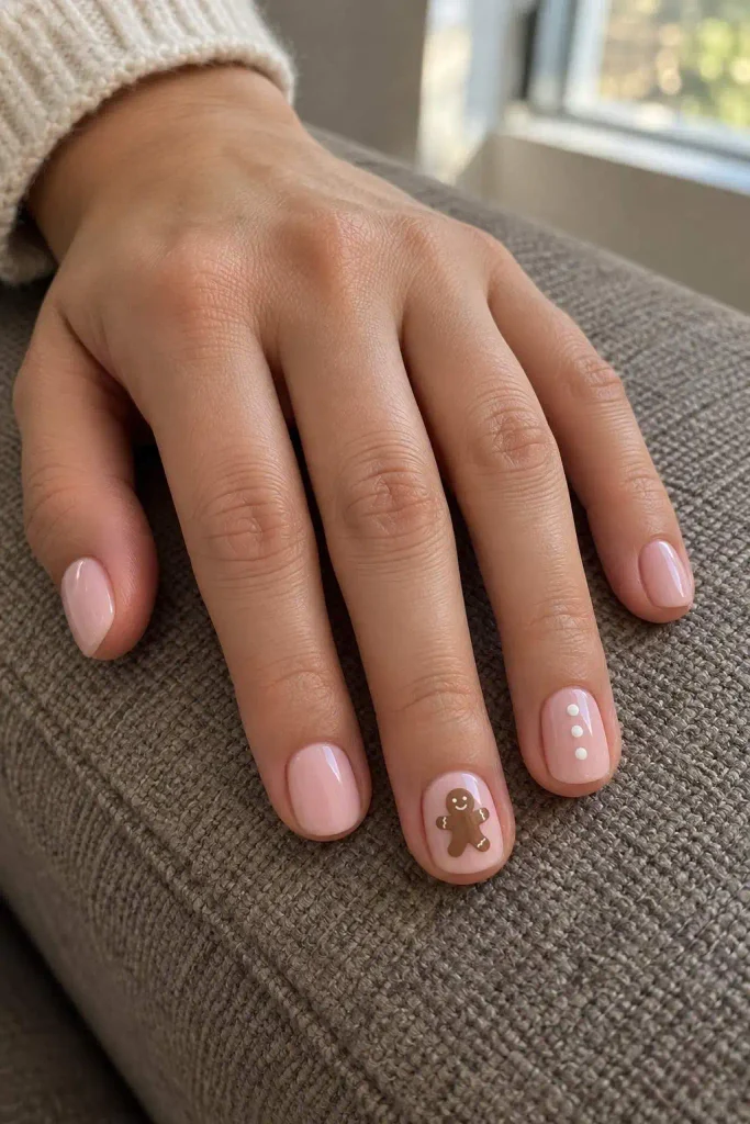Light Pink Gingerbread Short Nails