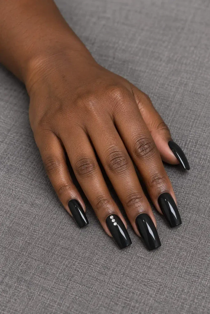 Long Square Rhinestone Party Nails