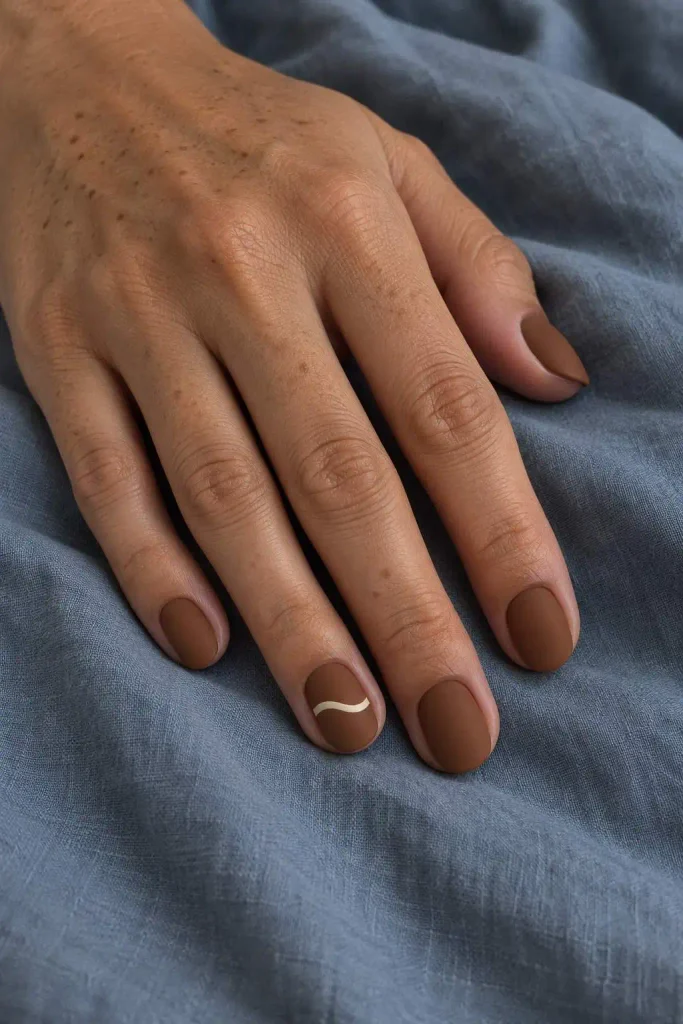 Matte Gingerbread Brown Winter Nails
