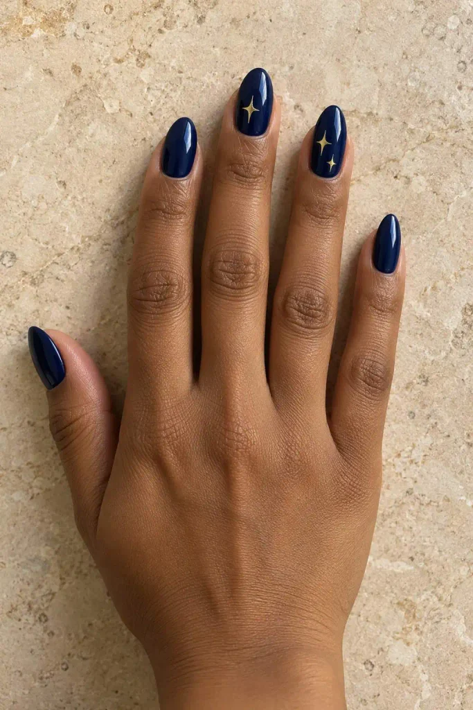Midnight Blue Starry Night Nails