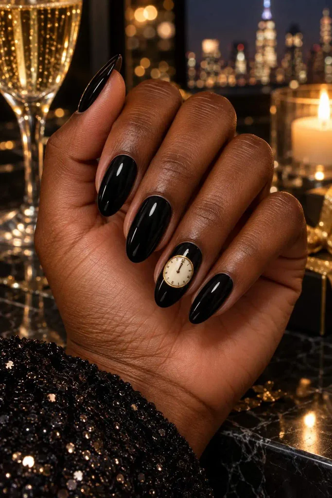 Midnight Countdown Clock Nail Art