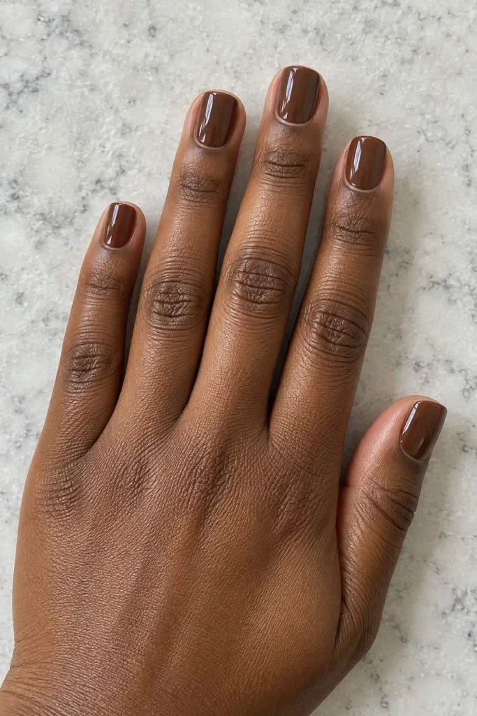 Milk Chocolate Short Square Nails