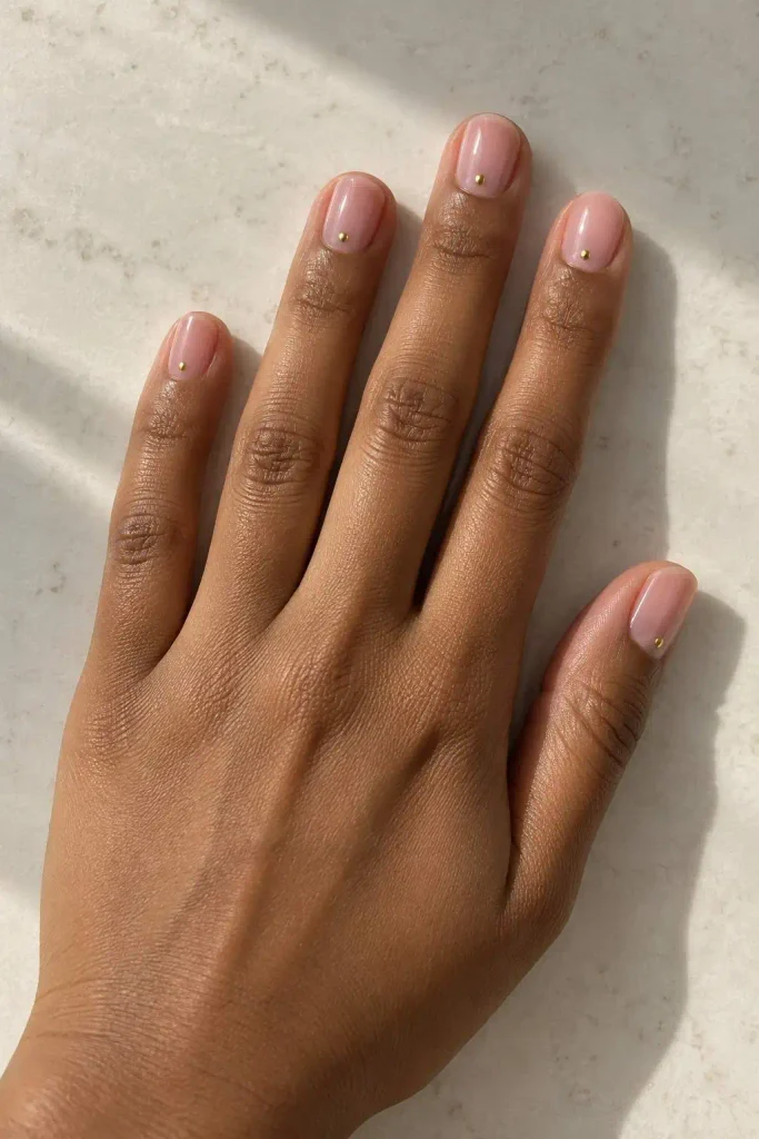Minimal Gold Dot Short Nails