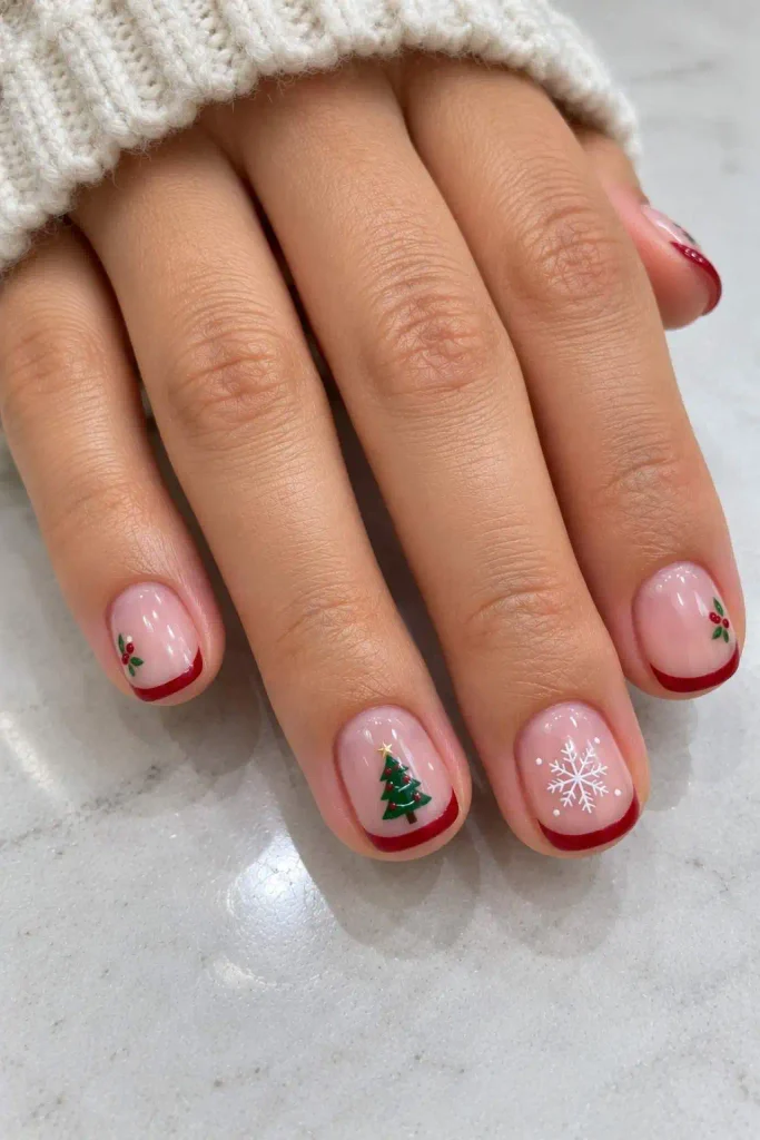 Natural Short Christmas Nails