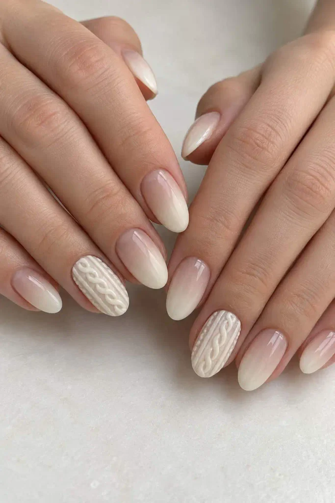 Neutral Ombre Sweater Nails