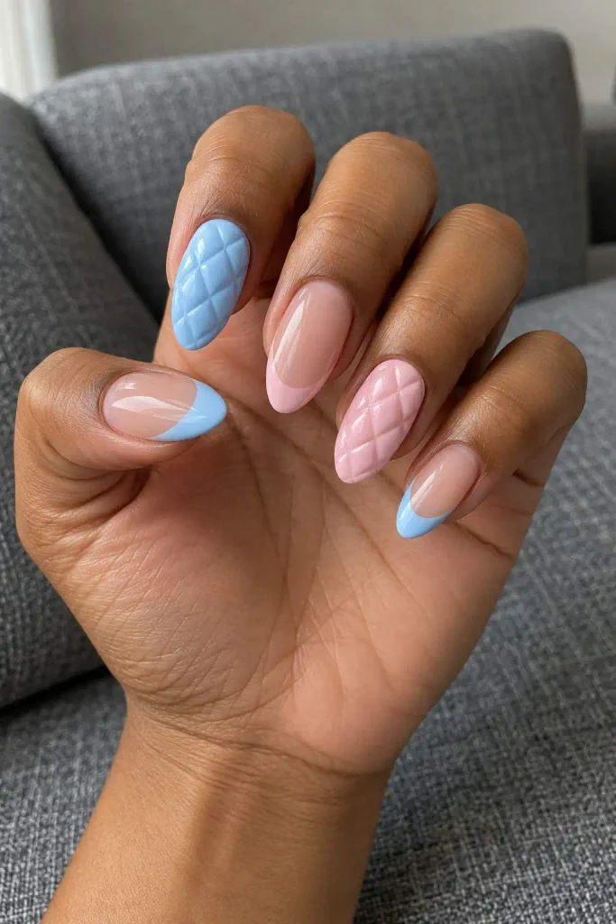 Pastel Quilted Press On Nails