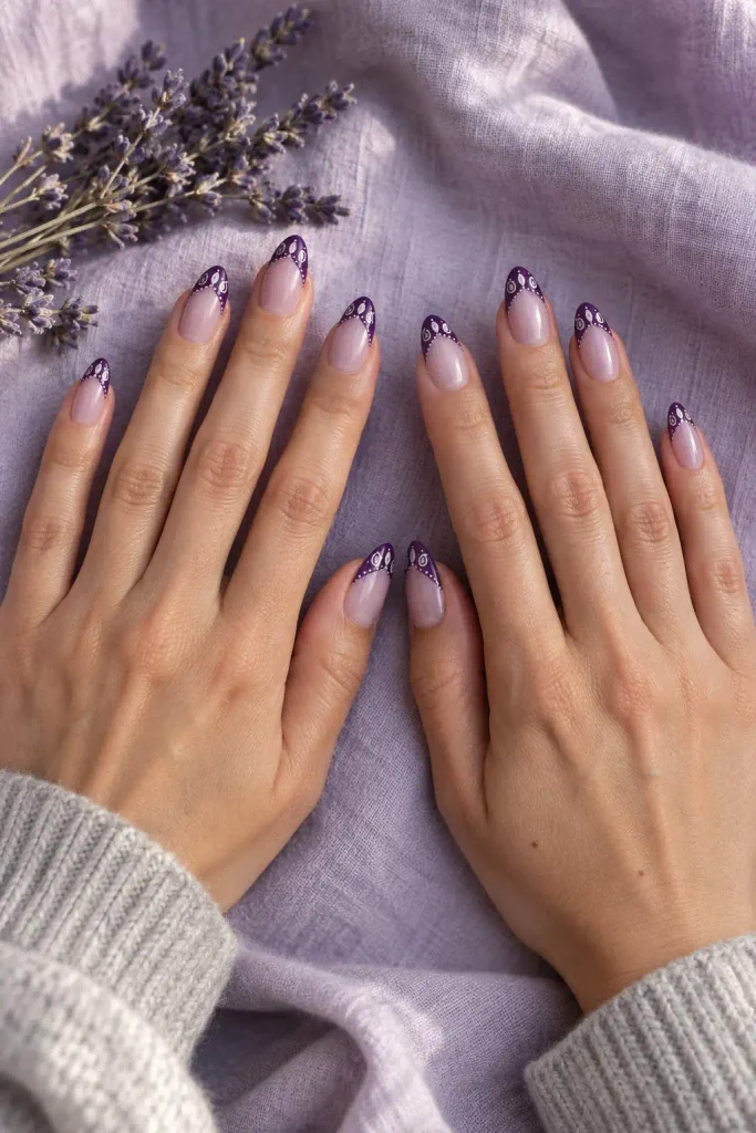 Purple Bandana French Tip Nails