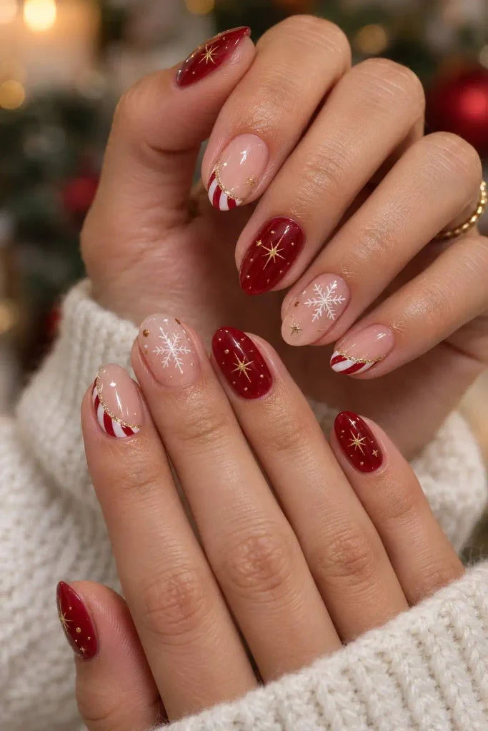 Short Almond Christmas Nails