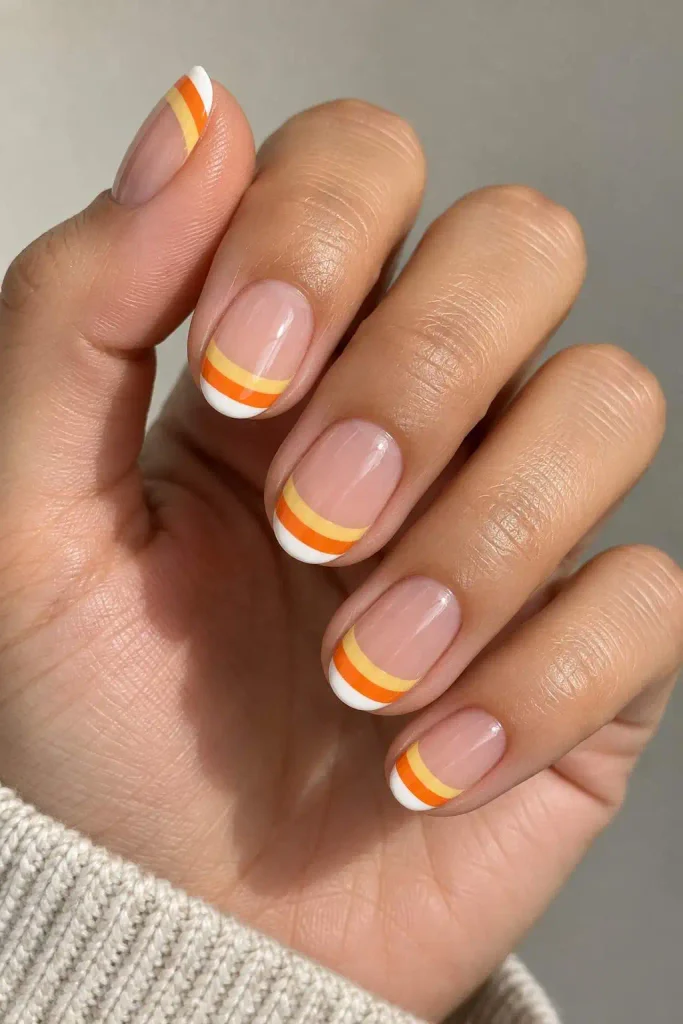 Short Candy Corn French Tips