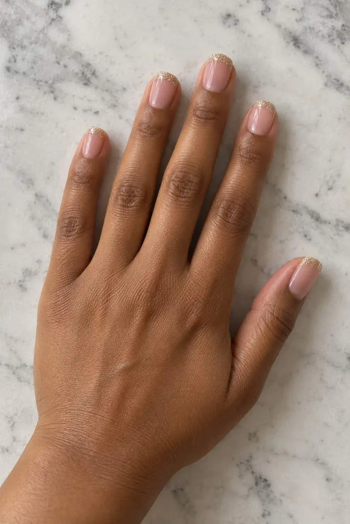 Short Gold Glitter New Years Nails