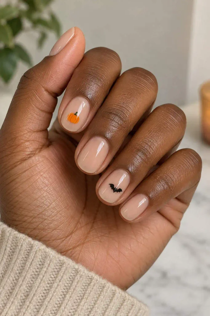 Short Halloween Sticker Accent Nails