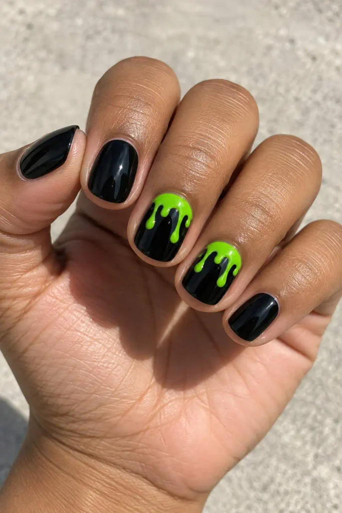 Short Lime Green Slime Nails